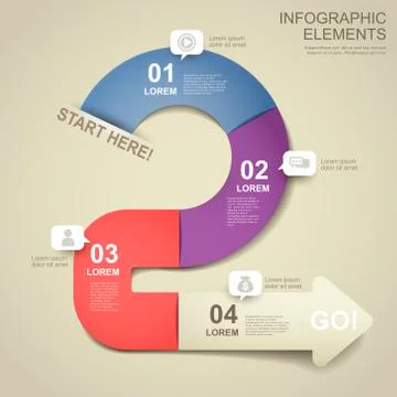 3d paper flow chart infographic elements Stock Illustration