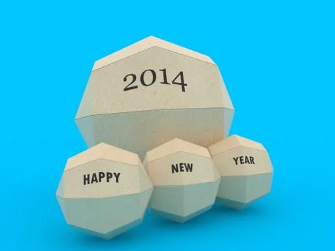3d paper globe which contains happy new year Stock-Illustration