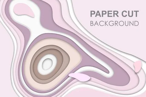 3D papercut banner of gradient white paper layers. Vector background design of Stock Illustration