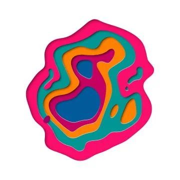 3D papercut color multi layers of paper cut vector background texture templat Illustrazione stock