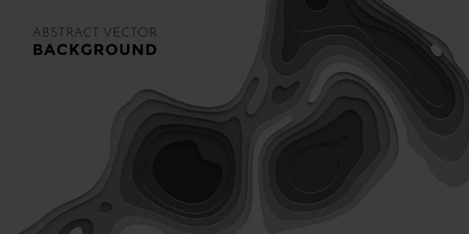 3D papercut gradient pattern background banner black paper multi layers vecto Illustrazione stock