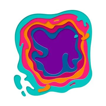 3D papercut layers background of multi color paper cut vector art Ilustración de archivo