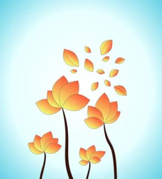 3D papercut layers in gradient banner. Flower background Stock Illustration