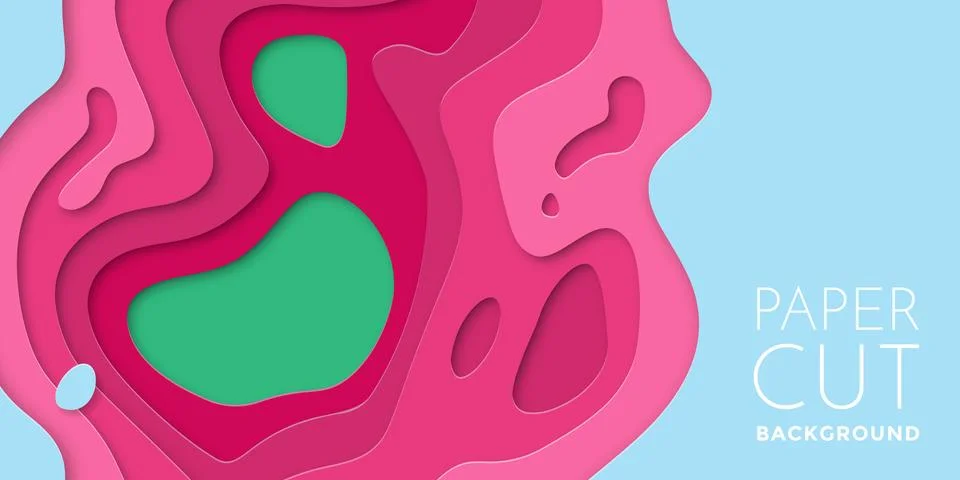 3D papercut multi color layers of paper cut vector art background texture Stock Illustration