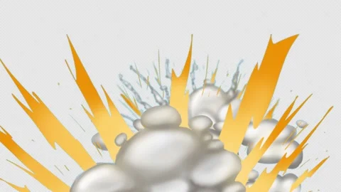 3D parallax through cartoon Explosions on a blue screen Stock Footage 219881822