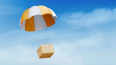 3d parcel delivery. Airdrop fly package shipping 스톡 일러스트