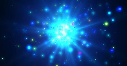 3D particle blast galaxy space bg. Explosive big bang nebula cloud burst in.. Illustrazione stock