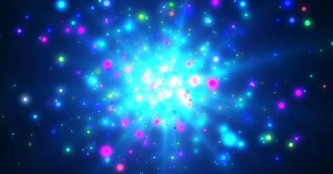 3D particle blast galaxy space bg. Explosive big bang nebula cloud burst in.. Stock Illustration
