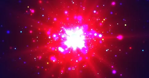 3D particle blast galaxy space bg. Explosive big bang nebula cloud burst in.. Illustrazione stock