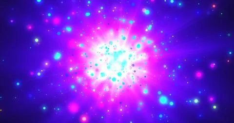 3D particle blast galaxy space bg. Explosive big bang nebula cloud burst in.. Illustrazione stock