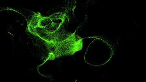 3D particle graphic movement from wind. Design. Spreading green tiny space dust 스톡 동영상 195242340