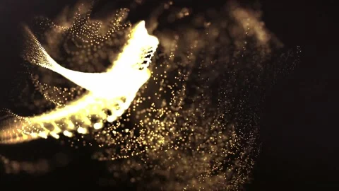 3d Particle Strings Gold Abstract Background Stock Footage 229474097