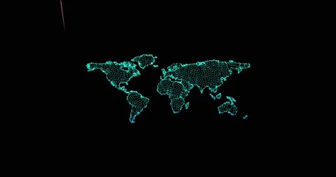 3d particle world map, global connection concept, digital technology, business Stock Footage 172016324