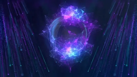 3D Particles Flowing Background With Glowing Logo Circle Видео 265238154