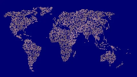 3d particles form World map.  Moving skin colored 3d geometry population Stock Footage 92826245