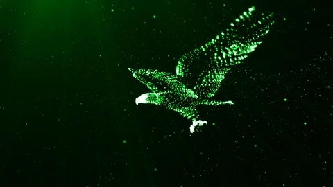 3D Particles Green Eagle Stock Footage 90185585
