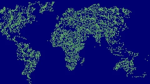 3d particles, objects form World map. Moving geometry , moving population Stock Footage 92826219