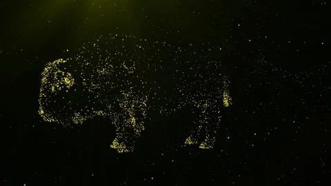3D Particles Yellow Bison Stock Footage 90054194