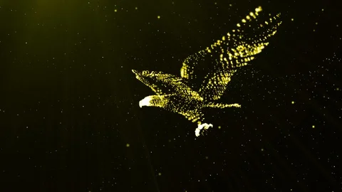 3D Particles Yellow Eagle Stock Footage 90185908