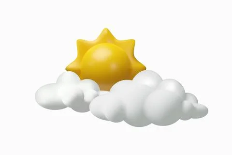 3D partly cloud weather forecast Stock Illustration