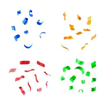3D party confetti set isolated on white. Stock Illustration