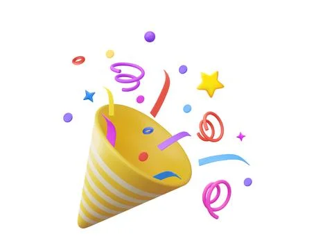 3D Party popper Ilustração Stock