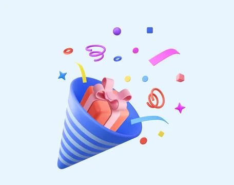 3D Party popper Stock-Illustration