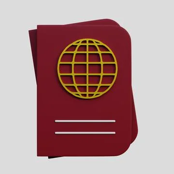 3D passport id document icon. Travel, tourism and immigration concept. Pass r Stock Illustration