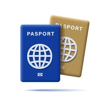 3D passport render icon, 2 id books with globe icon Stock Illustration