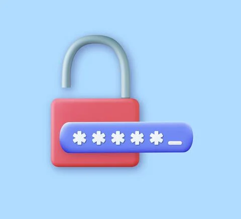 3d Password protected icon. Ilustração Stock