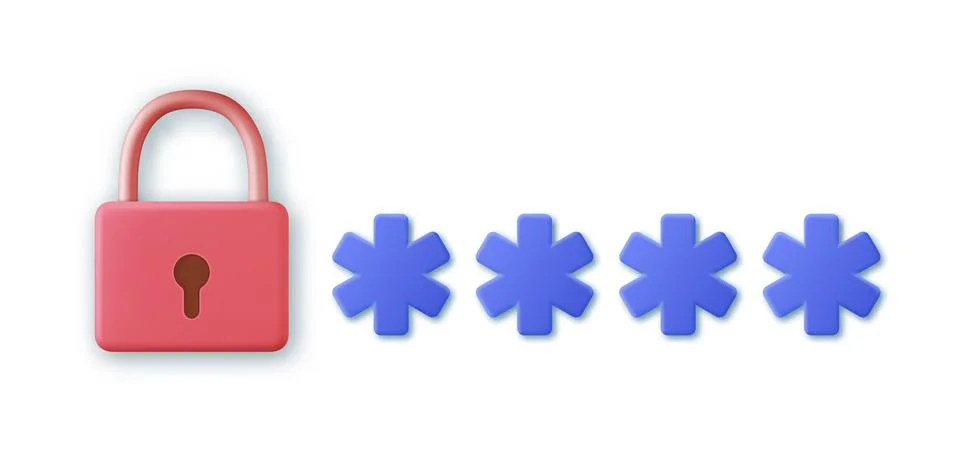 3d Password protected icon. Illustrazione stock