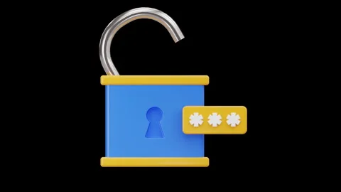 3D Password Security Padlock Concept Animation, 4K Animation Stock Footage 310598806