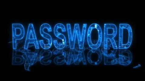 3d password text technology earth map glowing Stock Illustration