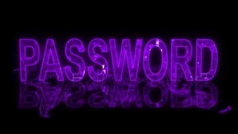 3d password text technology earth map glowing purple Stock Illustration