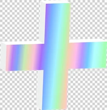 3D pastel gradient plus sign is floating on transparent background, showing Stockillustratie