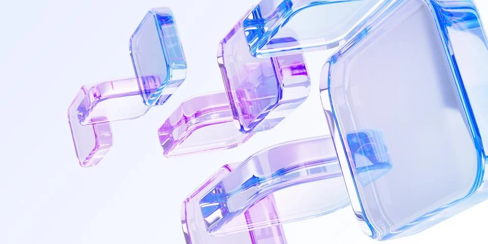 3d pastel light background with abstract glass block pattern. Crystal glossy Stock Illustration