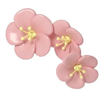 3d pastel pink corner cherry flowers, botanical spring arrangement, floral clip Stockillustratie