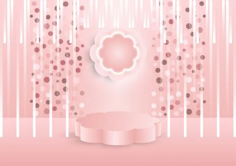 3D Pastel Pink Vector Background With Flower Shape Podium, For Awards And Pro Illustrazione stock