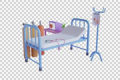 3d The patient's bed is surrounded by a pulse meter Stock Illustration