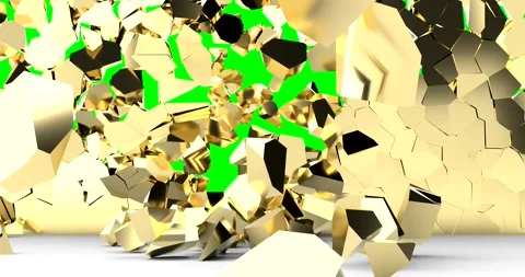 3d pattern with destruction golden wall on golden background. Construction Stock Footage 154039886