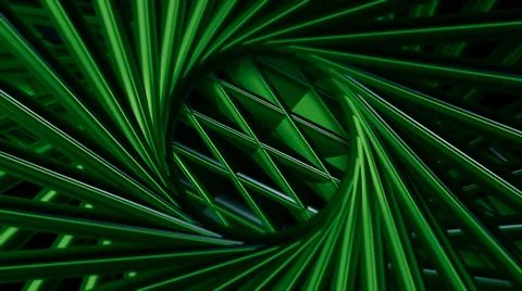 3D pattern in rotating spiral. Motion. 3D metal pattern with diamonds in circle Illustrazione stock