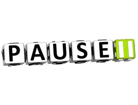 3d pause navigation button cube text Stock Illustration