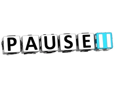 3d pause navigation button cube text Stock Illustration