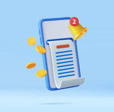 3d pay money with mobile phone banking online payments. Stock Illustration