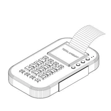 3d Payment machine.3d isometric style.Vector outline illustration. Stock Illustration