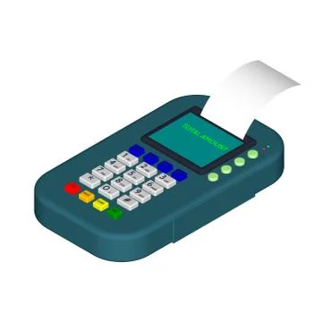 3d Payment machine.3d isometric style.Vector colorful illustration. Stock Illustration