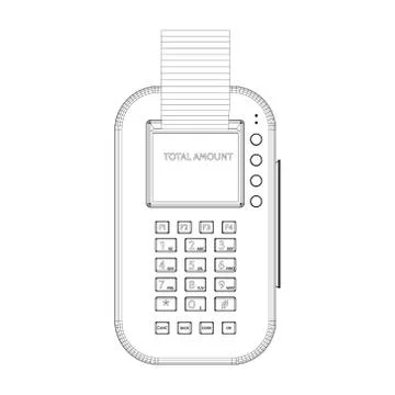 3d Payment machine.Top view.Vector outline illustration. Stock Illustration