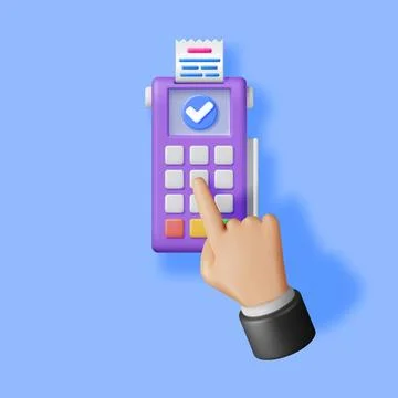 3D Payment Terminal in Hand Isolated Stock Illustration