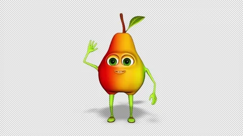 3d Pear Hello Loop on Alpha Channel Stock Footage 146263405