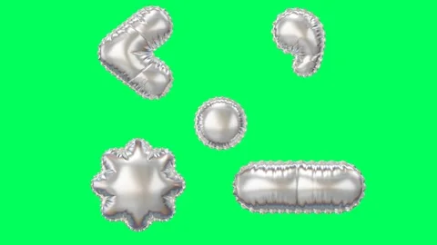 3D Pearl Chrome balloon 5 different signs animation  Stock Footage 263240324